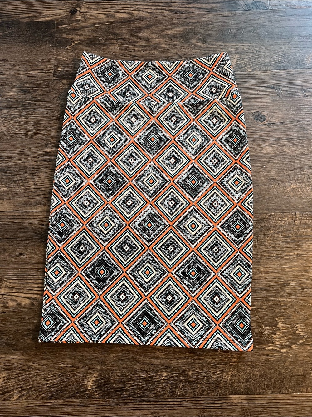 Geometric Print Pencil Skirt in Orange and Black Lularoe small knee length